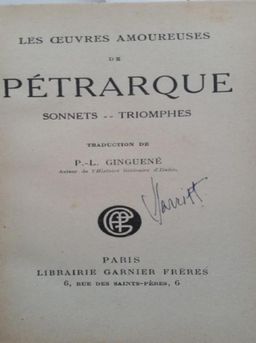 PETRARQUE - SONNETS  TRIOMPHES -  GINGUENE